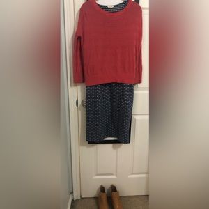 ROOLEE Blue Pattern Midi Dress with Tie | Very Gently Used